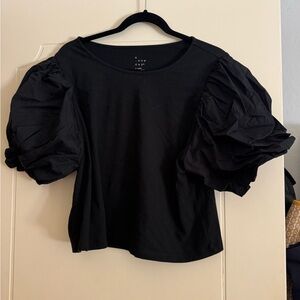 A New Day Black Textured Fabric sleeves top